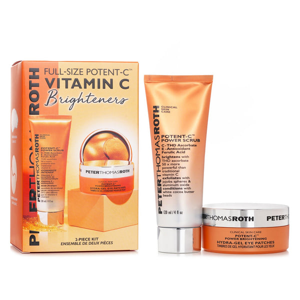 Peter Thomas Roth Full Size Potent C Vitamin C Brighteners 2 Piece Kit: Potent C Power Scrub 120ml + Potent C Hydra Gel Eye Patches 30pairs  2pcs