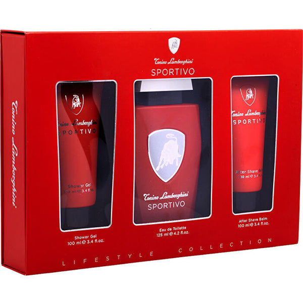 Tonino Lamborghini Lamborghini Sportivo Gift Set - Eau De Toilette Spray + Shower Gel + After Shave Balm 3.4 oz