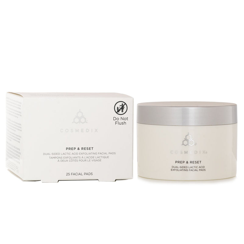 CosMedix Prep & Reset Dual Sided Lactic Acid Exfoliating Facial Pads  25 Pads