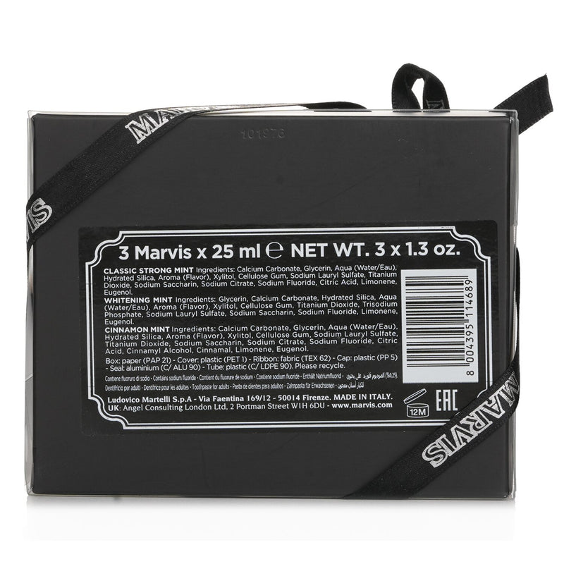 Marvis 3 Flavours Box: 1xClassic Strong Mint Toothpaste+1xWhitening Mint Toothpaste+1xCinnamon Mint Toothpaste  3pcs
