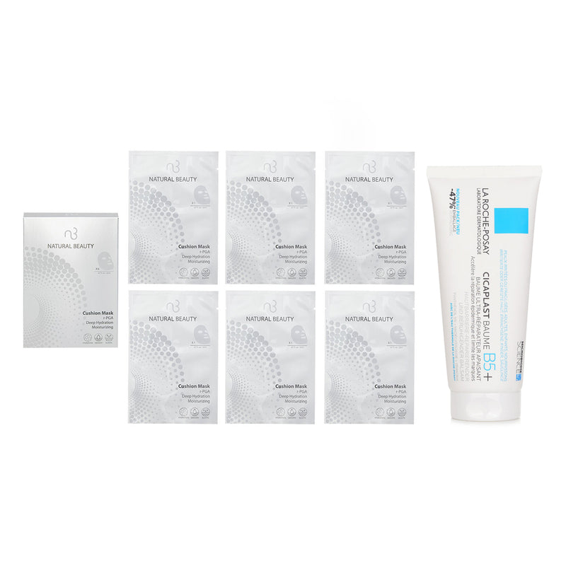 La Roche Posay La Roche Posay Cicaplast Baume B5 Soothing Repairing Balm(Random Packaging) 100ml X Natural Beauty r-PGA Deep Hydration Moisturizing Cushion Mask (Exp Date: 01/2026) 6x 20ml  2pcs