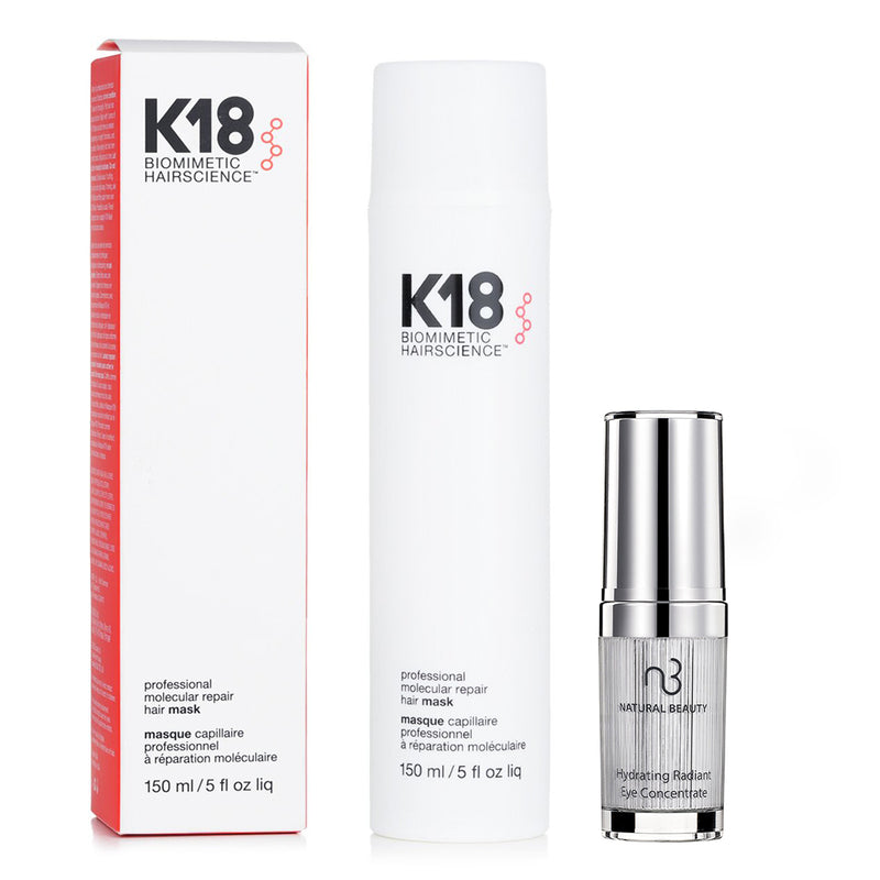 K18 K18 Professional Molecular Repair Hair Mask 150ml X Natural Beauty Hydrating Radiant Eye Concentrate (Exp Date: 02/2026) 15ml  2pcs