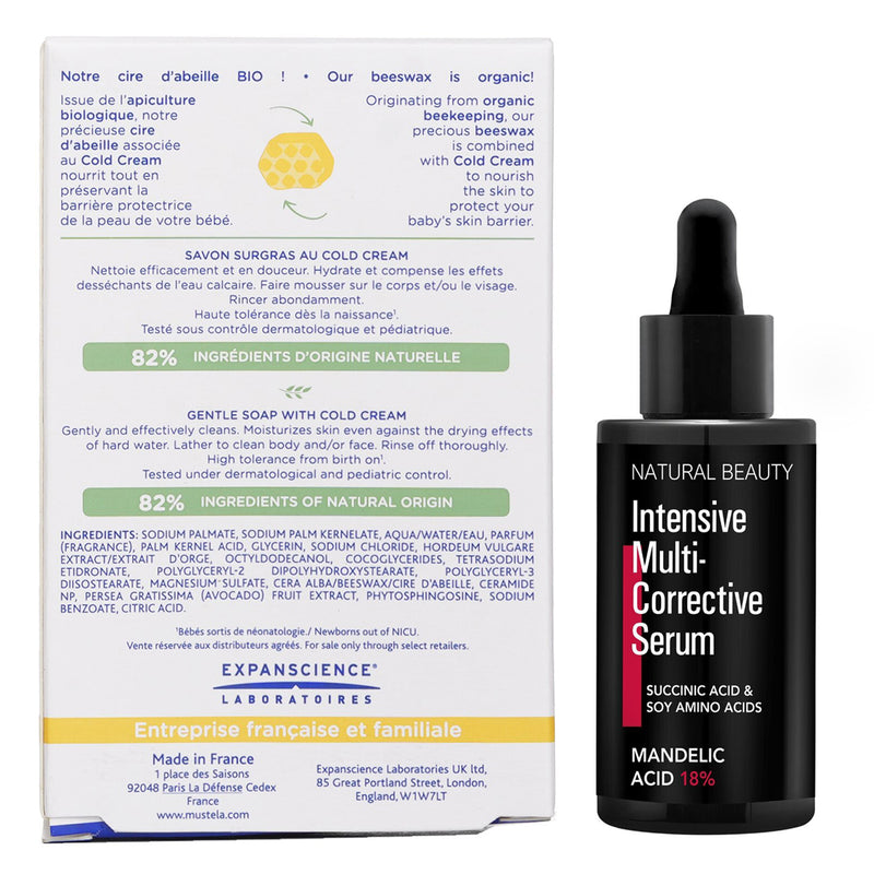 Mustela Mustela Gentle Soap With Cold Cream 100g X Natural Beauty Intensive Multi-Corrective Serum - Mandelic Acid 18% (Exp Date: 12/2025) 35ml  2pcs