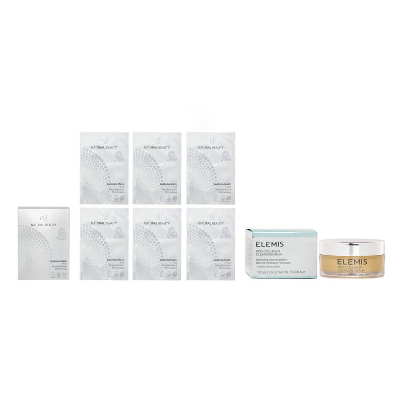 Elemis Elemis Pro-Collagen Cleansing Balm (Random Packaging) 100g X Natural Beauty r-PGA Deep Hydration Moisturizing Cushion Mask (Exp Date: 01/2026) 6x 20ml 2pcs