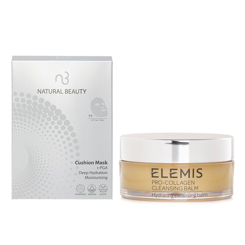 Elemis Elemis Pro-Collagen Cleansing Balm (Random Packaging) 100g X Natural Beauty r-PGA Deep Hydration Moisturizing Cushion Mask (Exp Date: 01/2026) 6x 20ml 2pcs