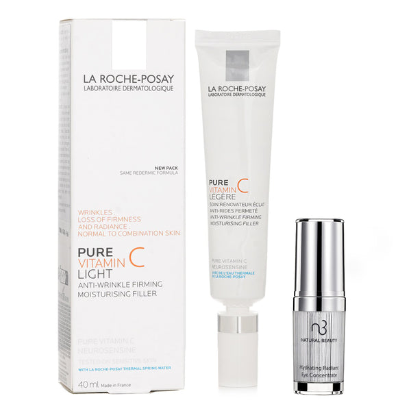 La Roche Posay La Roche Posay Pure Vitamin C Light Anti-Wrinkle Firming Moisturising Filler 30ml X Natural Beauty Hydrating Radiant Eye Concentrate (Exp Date: 02/2026) 15ml  2pcs