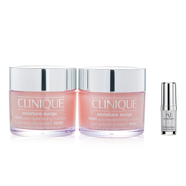 Clinique Clinique Moisture Surge 100H Auto-Replenishing Hydrator (Jumbo Size) Duo Pack 2x200ml X Natural Beauty Hydrating Radiant Eye Concentrate (Exp Date: 02/2026) 15ml  2pcs