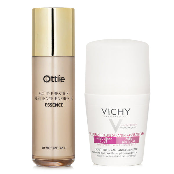 Vichy Vichy Beauty Deo Anti-Perspirant 48hr Roll-On (For Sensitive Skin) 50ml X Ottie Gold Prestige Resilience Energetic Essence 50ml  2pcs