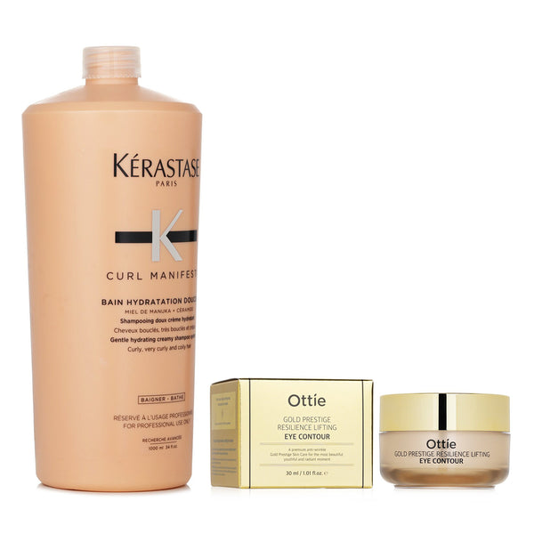 Kerastase Kerastase Curl Manifesto Bain Hydratation Douceur Shampoo Gentle Creamy Shampoo - For Curly, Very Curly &amp; Coily Hair (Salon Size) 1000ml X Ottie Gold Prestige Resilience Lifting Eye Contour 30ml  2pcs