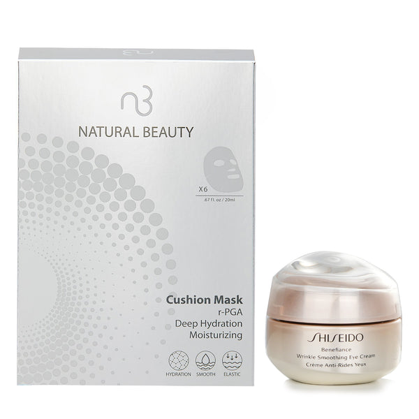 Shiseido Shiseido Benefiance Wrinkle Smoothing Eye Cream 15ml X Natural Beauty r-PGA Deep Hydration Moisturizing Cushion Mask (Exp Date: 01/2026) 6x 20ml  2pcs