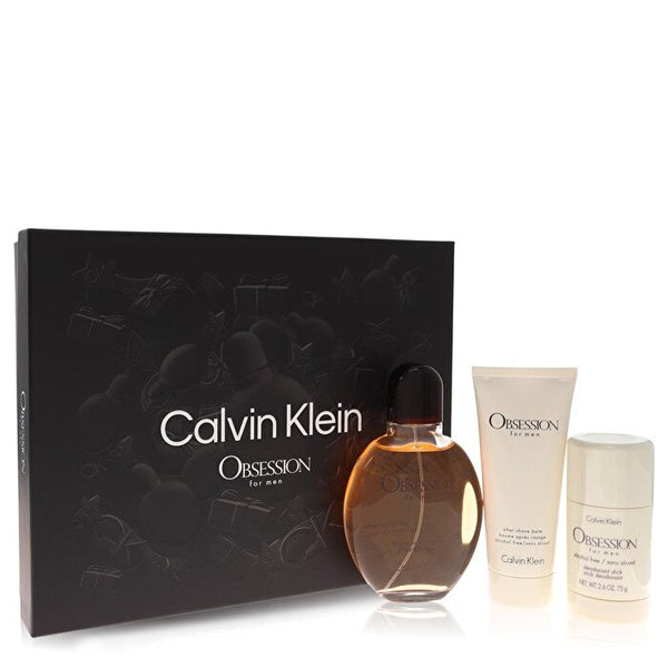 Calvin Klein Obsession For Men - 3 Pc Gift Set Eau De Toilette Spray 75ml/2.6oz Deodorant Stick 100ml/3.3oz After Shave Balm 120ml/4oz