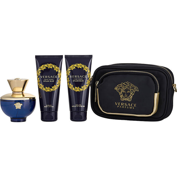Versace Dylan Blue Eau De Parfum Spray & Body Lotion & Shower Gel & Clutch 100ml/3.4oz