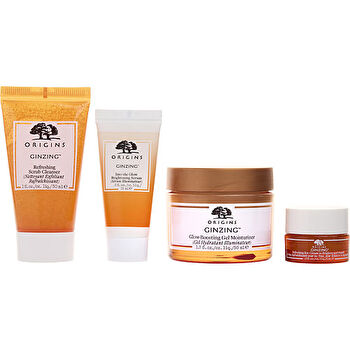 Origins Fave Four Set: Ginzing Refreshing Scrub Cleaner & Into The Glow Brightening Serum 15ml/0.5oz & Refreshing Eye Cream 4.4ml/0.15oz & Glow-boosting Gel Moisturizer 50ml/1.7oz 4pcs 30ml/1oz