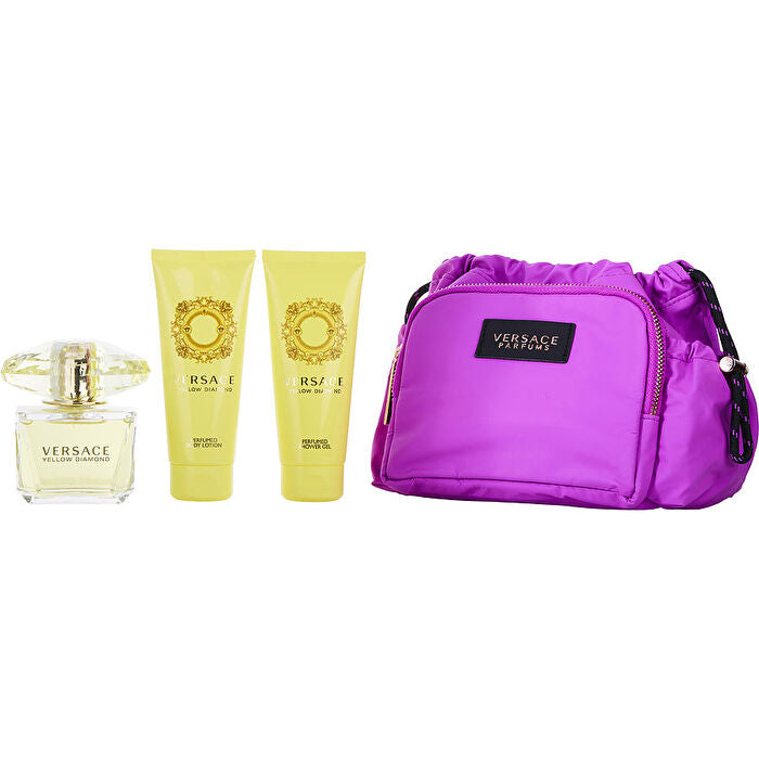 Versace Yellow Diamond Eau De Toilette Spray & Body Lotion 90ml/3.4oz & Shower Gel 90ml/3.4oz & Makeup Case 90ml/3oz
