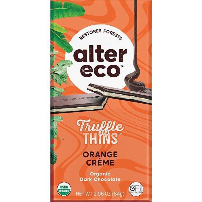 Alter Eco Chocolate Organic Orange Creme Dark Truffle Thins 12x84g