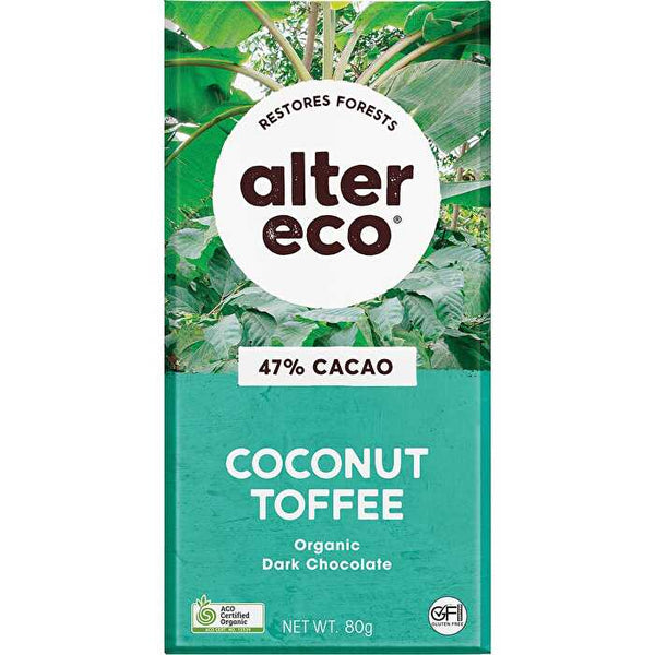 Alter Eco Chocolate Organic Dark Coconut Toffee 12x80g