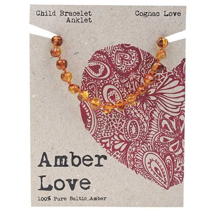 Amber Love Children's Bracelet/Anklet 100% Baltic Amber Cognac 14cm