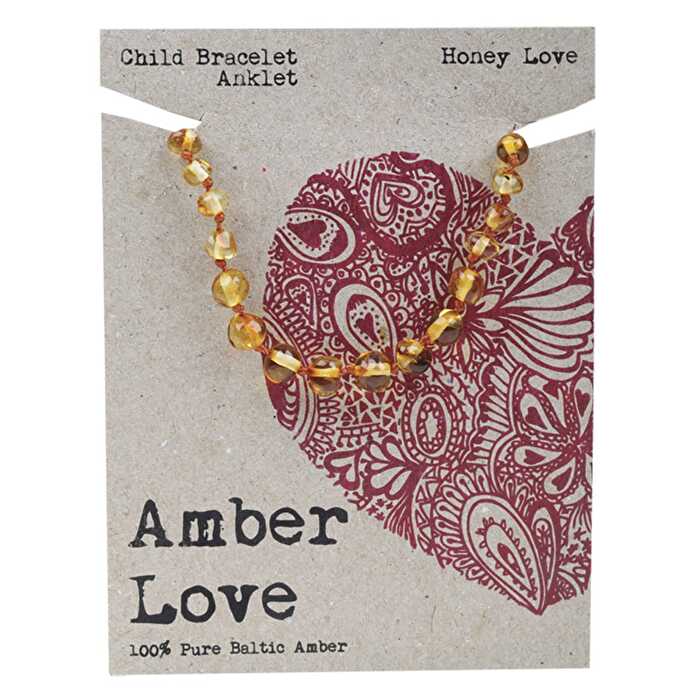 Amber Love Children's Bracelet/Anklet 100% Baltic Amber Honey 14cm