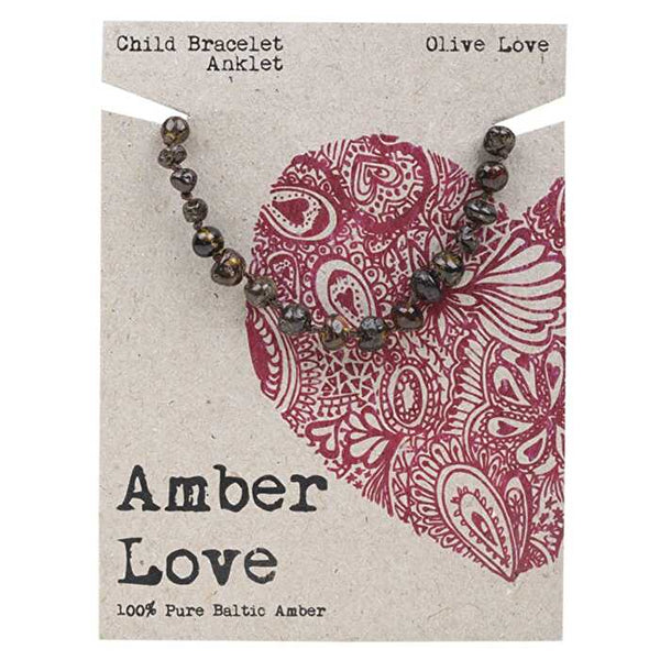 Amber Love Children's Bracelet/Anklet 100% Baltic Amber Olive 14cm