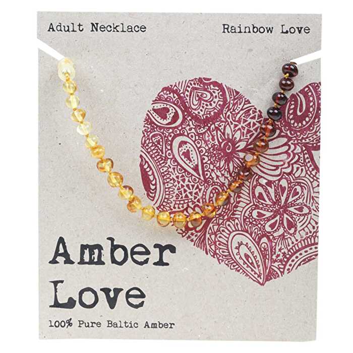 Amber Love Adult's Necklace 100% Baltic Amber Rainbow 46cm