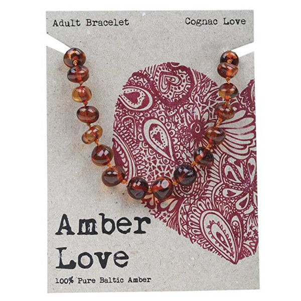 Amber Love Adult's Bracelet 100% Baltic Amber Cognac 20cm