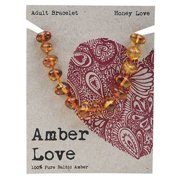Amber Love Adult's Bracelet 100% Baltic Amber Honey 20cm