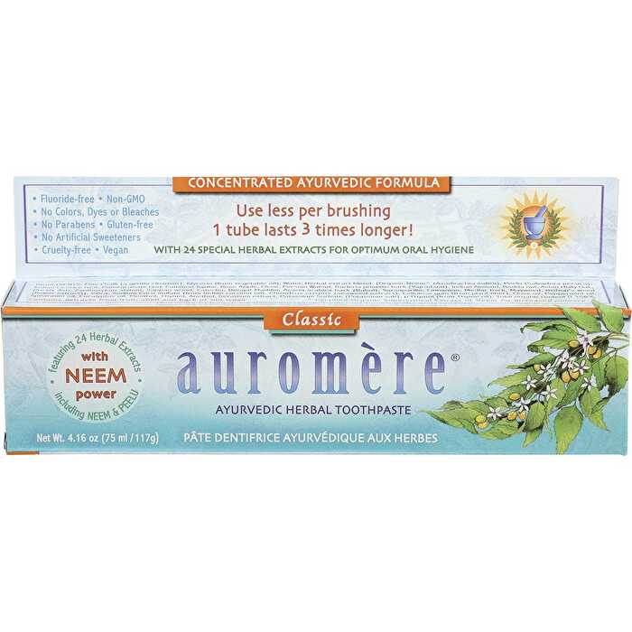 Auromere Toothpaste Ayurvedic Classic Licorice Fluoride Free 6x117g