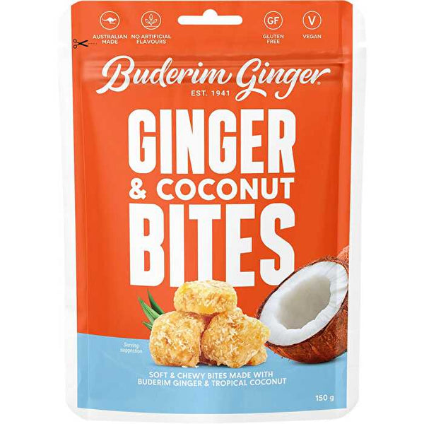 Buderim Ginger Ginger & Coconut Bites Soft & Chewy Bites 150g