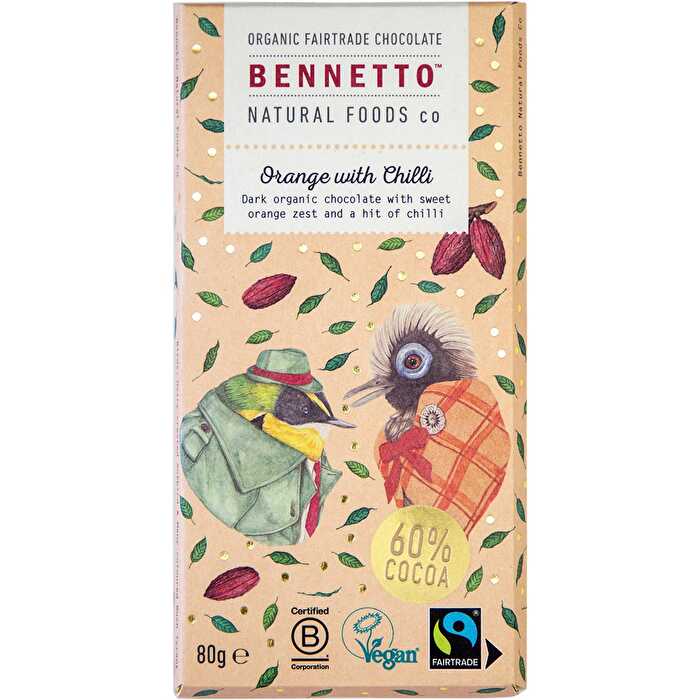 Bennetto Organic Dark Chocolate Orange with Chilli 12x80g