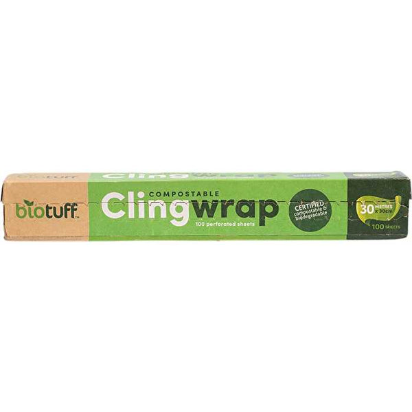 Biotuff Compostable Cling Wrap 100 x 30cm Sheets 30m