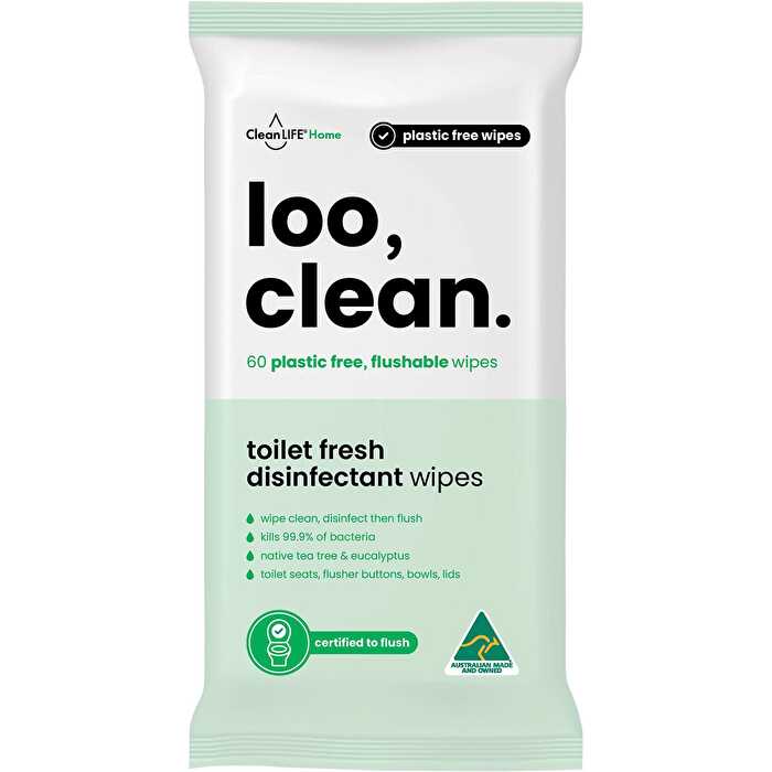 Cleanlife Loo Clean Flushable Plastic Free Wipes 60pk