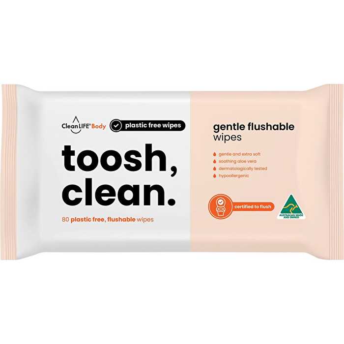 Cleanlife Toosh Clean Flushable Plastic Free Wipes 80pk