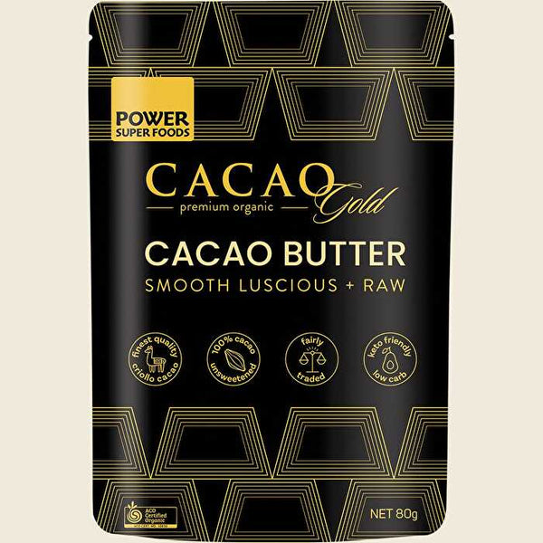 Power Super Foods Cacao Gold Butter Chunks Raw Certified Organic 80g