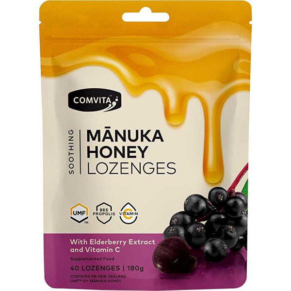 Comvita Manuka Honey Lozenges With Elderberry Extract & Vitamin C 40x4.5g