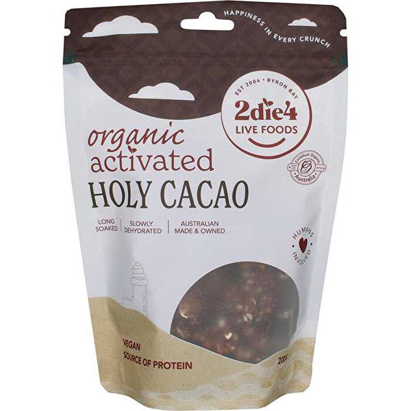 2die4 Live Foods Organic Activated Holy Cacao Cacao Granola Clusters 200g