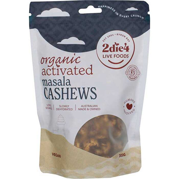 2die4 Live Foods Organic Activated Masala Cashews 300g