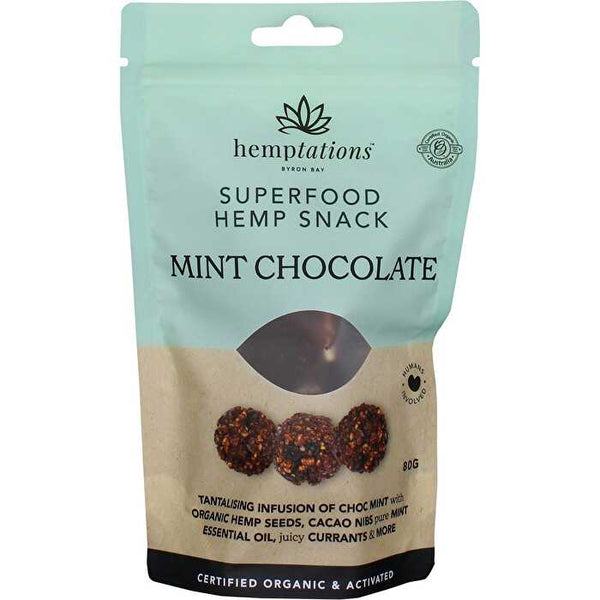 2die4 Live Foods Hemptations Superfood Hemp Snack Mint Chocolate 80g