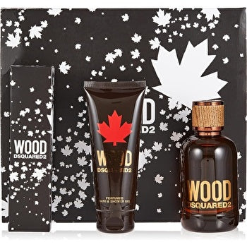 Dsquared2 Wood Man Set Eau De Toilette & B & Sg & Black Key Ring 100ml