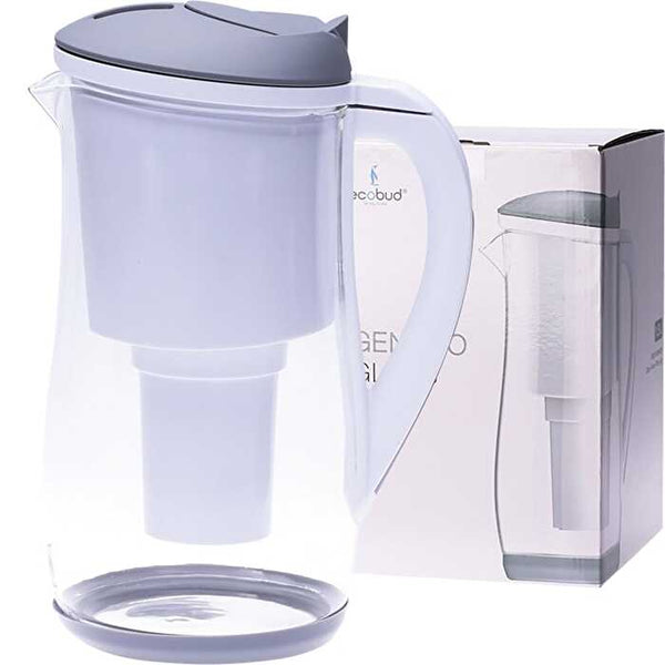 Ecobud Gentoo Glass Water Filter Jug Grey & White 1500ml
