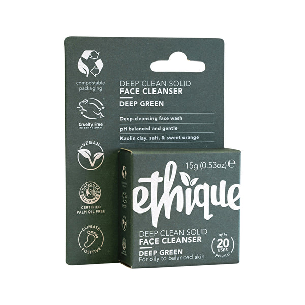 Ethique Bar Face Cleanser Deep Clean Solid Deep Green (For Oily To Balanced) 15g