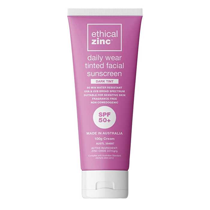 Ethical Zinc Daily Wear Tinted Facial Sunscreen Dark Tint SPF 50+ 100g