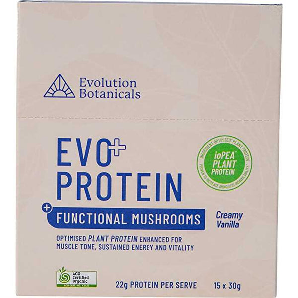Evolution Botanicals EVO+ Protein Functional Mushrooms Creamy Vanilla 15x30g