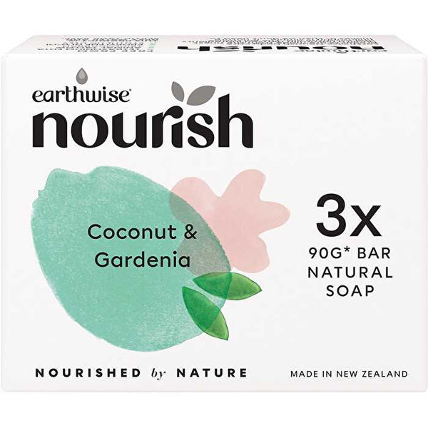 Earthwise Nourish Natural Soap Bar Coconut & Gardenia 3pk