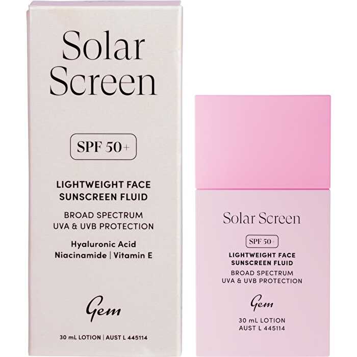Gem Solar Screen SPF50+ Lightweight Face Sunscreen Fluid 30ml
