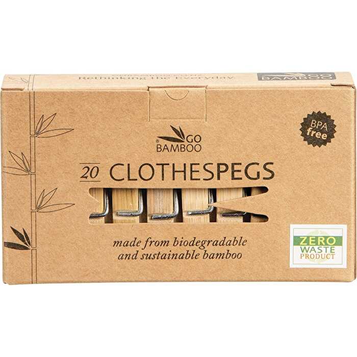 Go Bamboo Clothes Pegs Biodegradable Bamboo 20pk