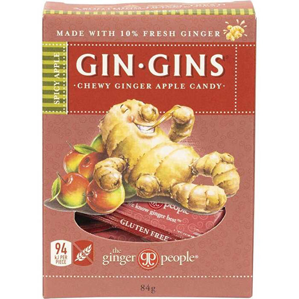 The Ginger People Gin Gins Ginger Candy Chewy Spicy Apple 12x84g