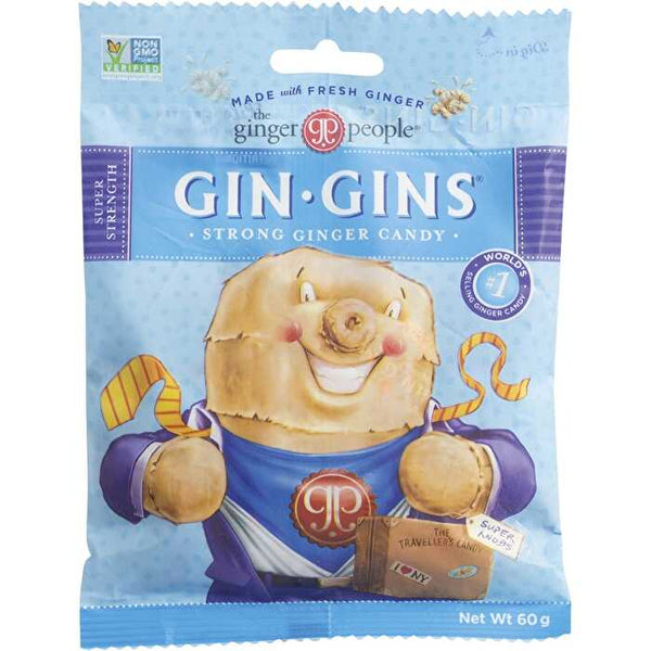 The Ginger People Gin Gins Ginger Candy Bag Super Strength 12x60g