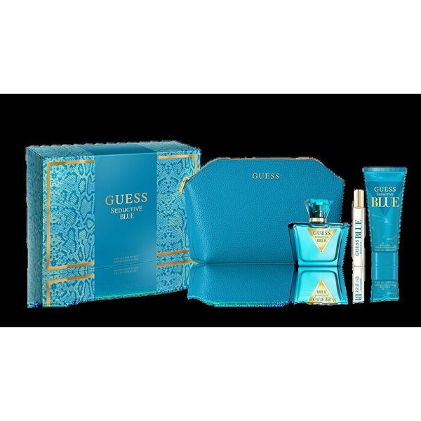 Guess Seductive Blue Woman 4pc Set- Eau De Toilette & Body Lotion & 15ml Eau De Toilette & Pouch 75ml 100ml