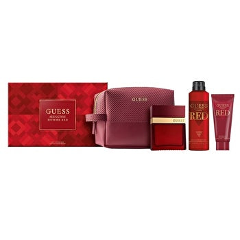 Guess Guess Seductive Red For Men - 4 Pc Gift Set Eau De Toilette Spray 180ml/6oz Body Spray Shower Gel Pouch 100ml/3.4oz