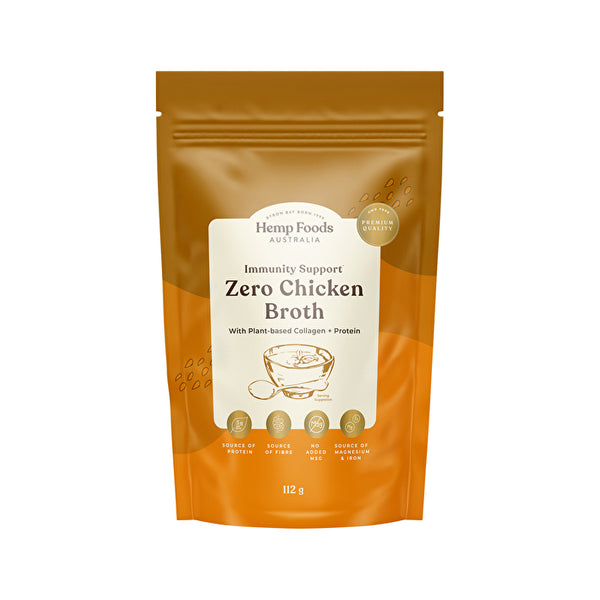 Hemp Foods Australia Broth Zero Chicken (Vegan) Immunity Support With Plant-Based Collagen + Protein 112g